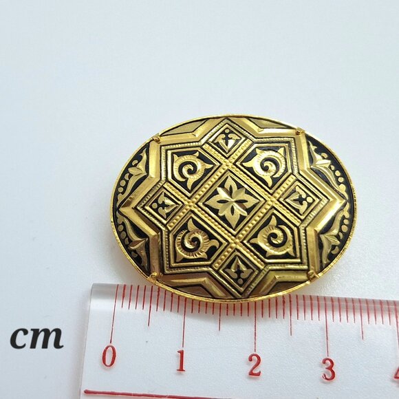 Vintage Spanish Damascene Gold Brooch - Picture 7 of 10